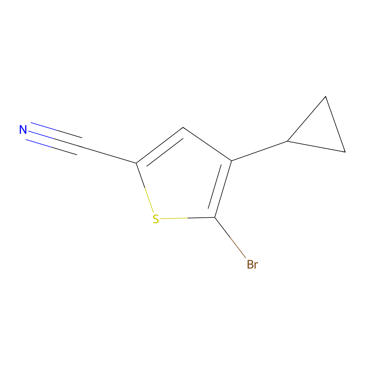 5-Bromo-4-(cyclopropyl)thiophene-2-carbonitrile molecular structure, CAS 2301170-03-4