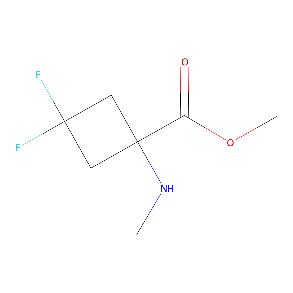 Methyl 3,3-difluoro-1-(methylamino)cyclobutane-1-carboxylate molecular structure, CAS 2301239-89-2