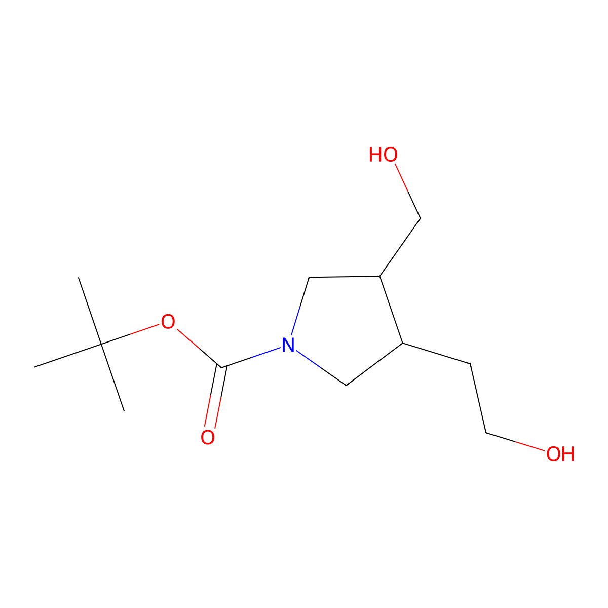 Tert-butyl 3-(2-hydroxyethyl)-4-(hydroxymethyl)pyrrolidine-1-carboxylate molecular structure, CAS 2301253-83-6