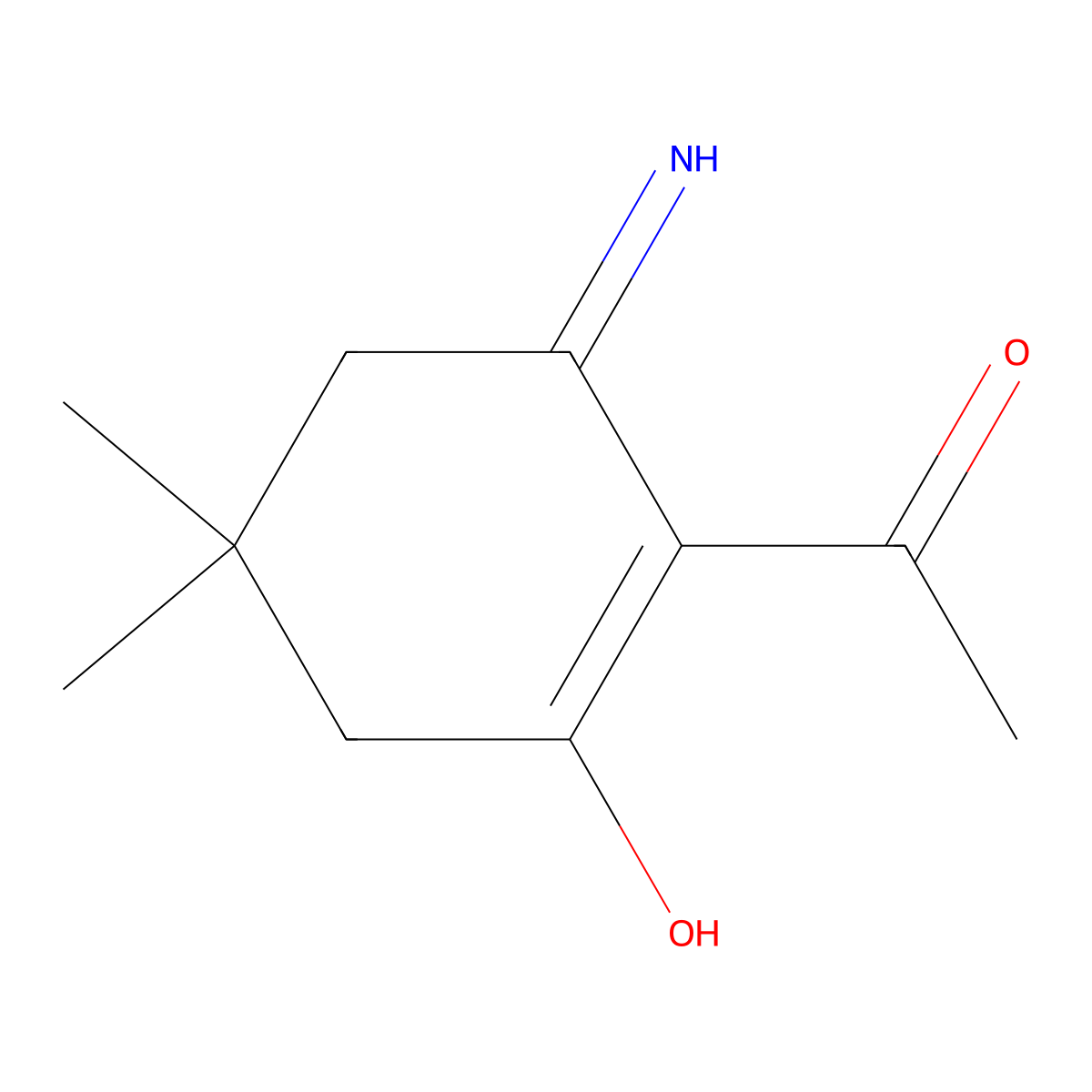 2-Acetyl-3-amino-5,5-dimethylcyclohex-2-en-1-one molecular structure, CAS 23014-42-8