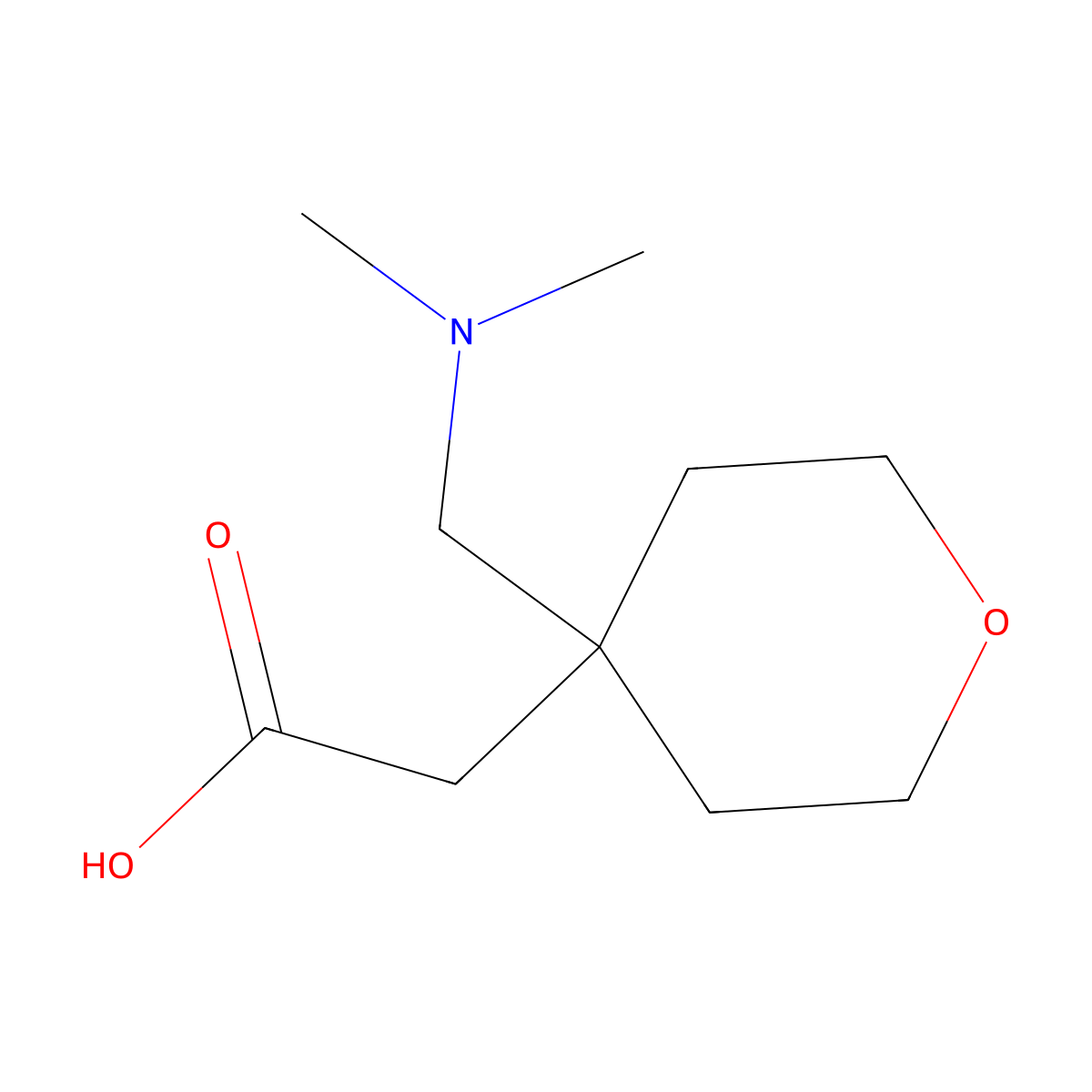 2-{4-[(Dimethylamino)methyl]oxan-4-yl}acetic acid molecular structure, CAS 2301469-75-8