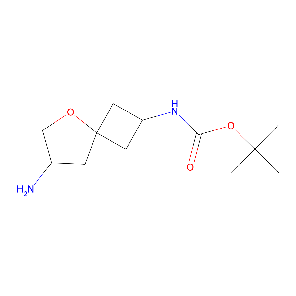 tert-butyl N-(7-amino-5-oxaspiro[3.4]octan-2-yl)carbamate molecular structure, CAS 2301477-81-4