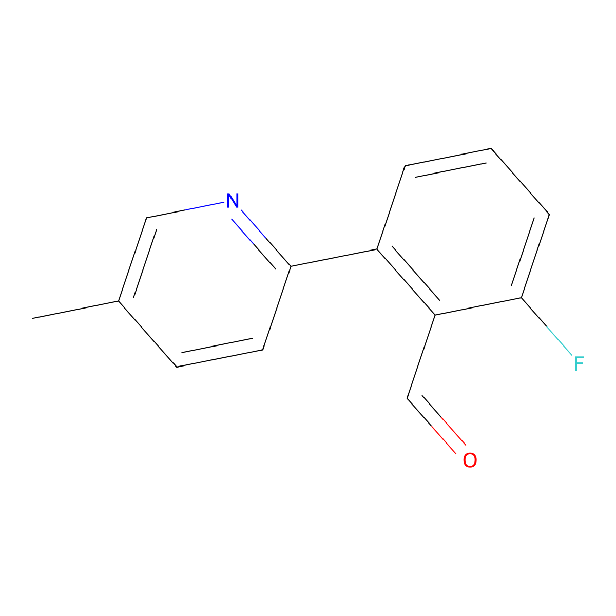 2-Fluoro-6-(5-methylpyridin-2-yl)benzaldehyde molecular structure, CAS 2301531-23-5