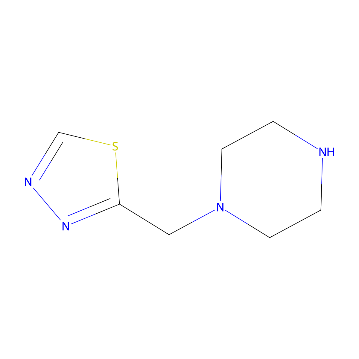 1-[(1,3,4-Thiadiazol-2-yl)methyl]piperazine molecular structure, CAS 2301547-74-8