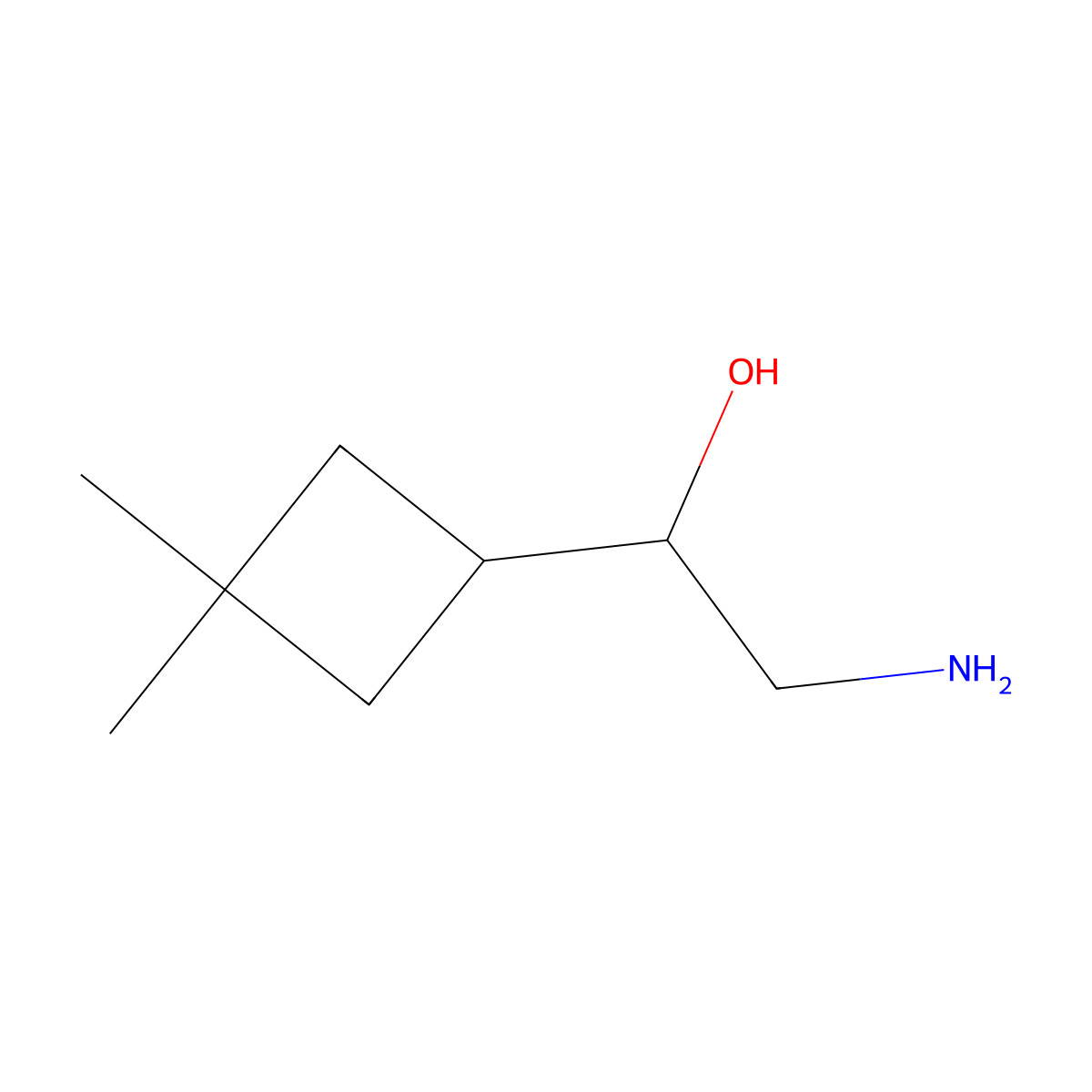 2-Amino-1-(3,3-dimethylcyclobutyl)ethan-1-ol molecular structure, CAS 2301576-53-2
