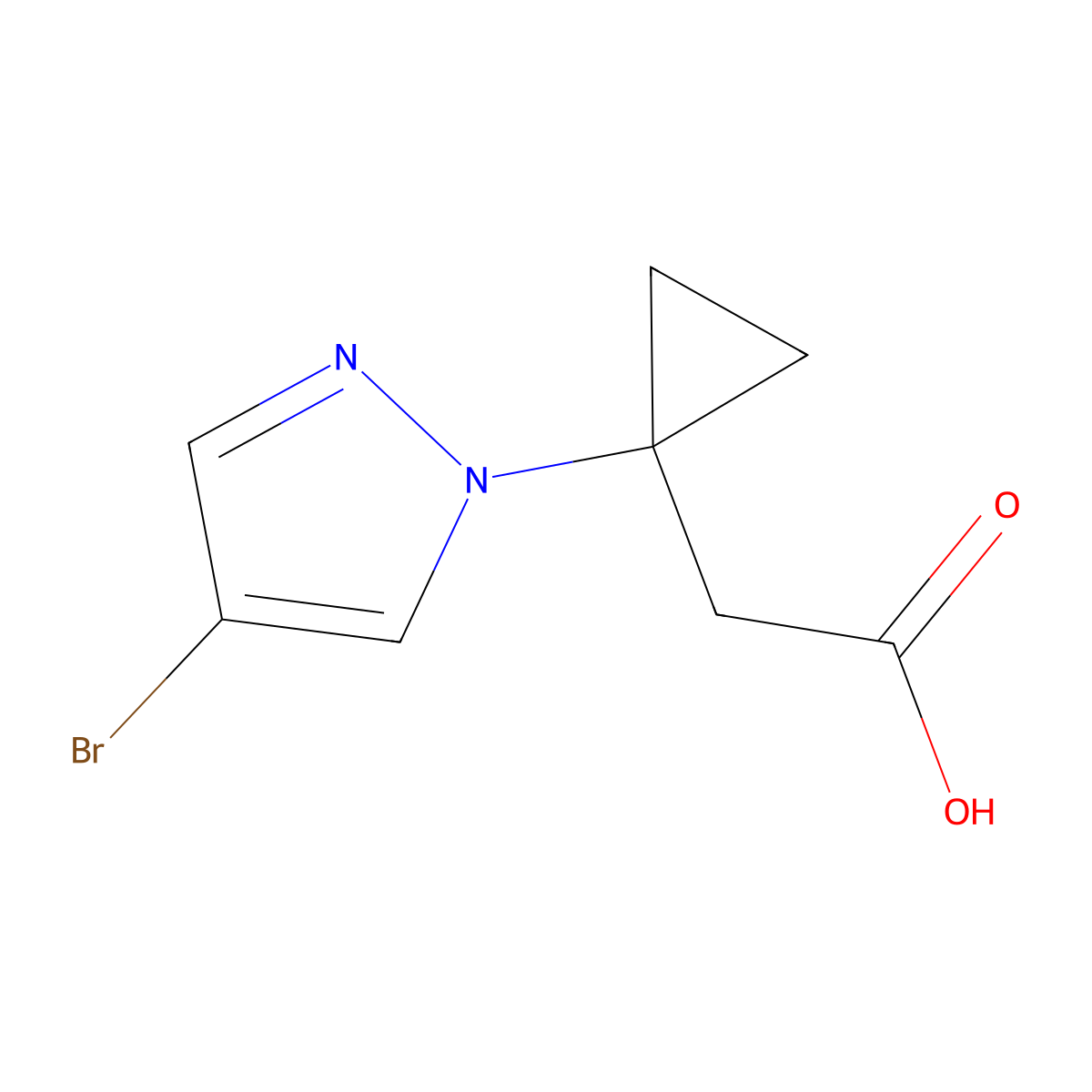 2-[1-(4-bromo-1H-pyrazol-1-yl)cyclopropyl]aceticacid molecular structure, CAS 2301606-06-2
