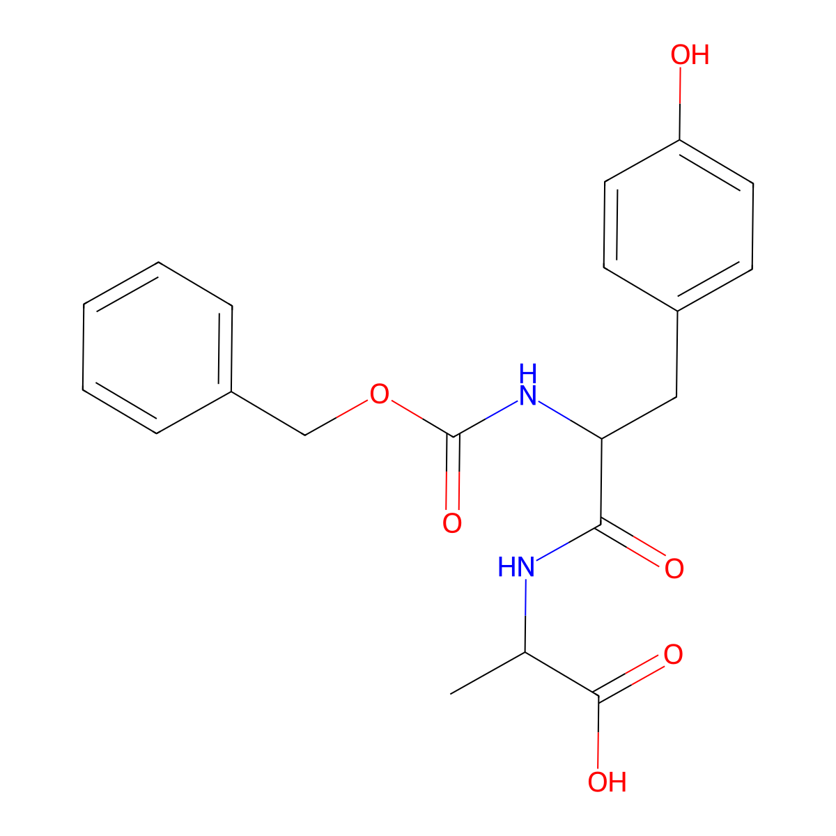 Carbobenzyloxy-L-tyrosyl-L-alanine molecular structure, CAS 23018-09-9