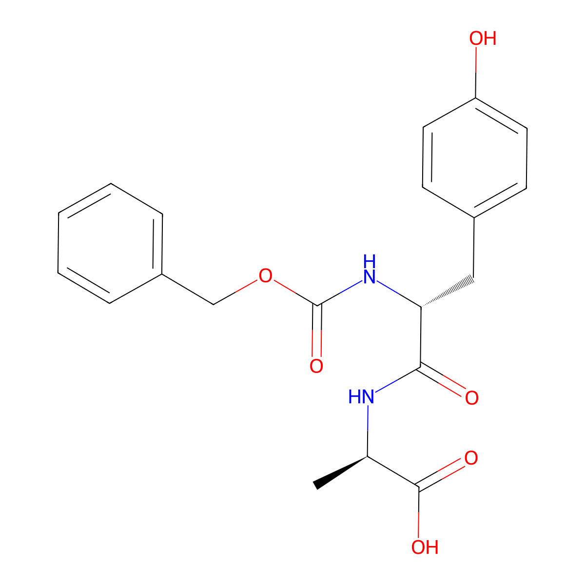 Carbobenzyloxy-L-tyrosyl-L-alanine molecular structure, CAS 23018-09-9
