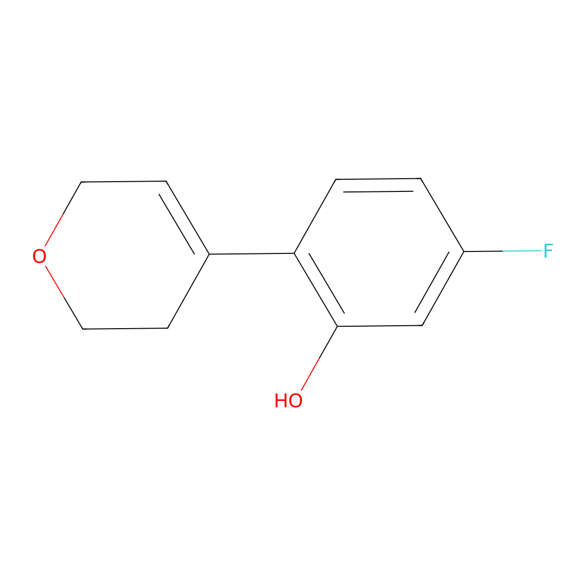 2-(3,6-Dihydro-2H-pyran-4-yl)-5-fluorophenol molecular structure, CAS 2301846-59-1