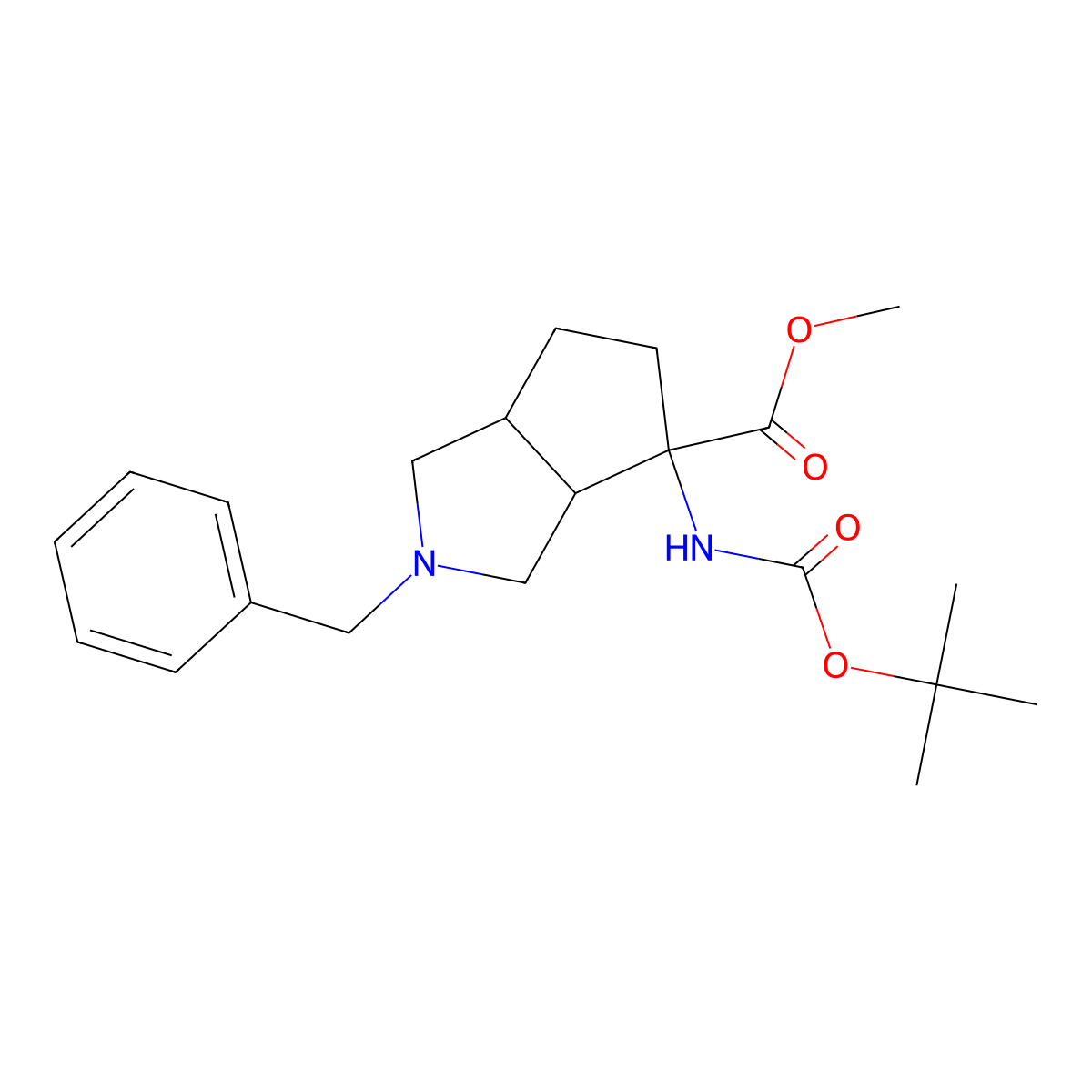 Methyl 2-benzyl-4-{[(tert-butoxy)carbonyl]amino}-octahydrocyclopenta[c]pyrrole-4-carboxylate molecular structure, CAS 2301849-10-3