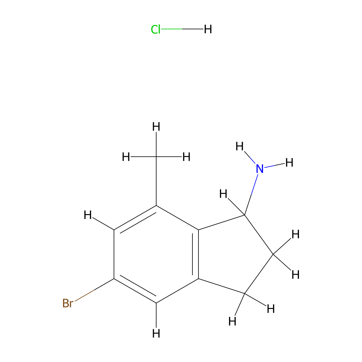 5-bromo-7-methyl-2,3-dihydro-1H-inden-1-amine hydrochloride molecular structure, CAS 2301851-25-0