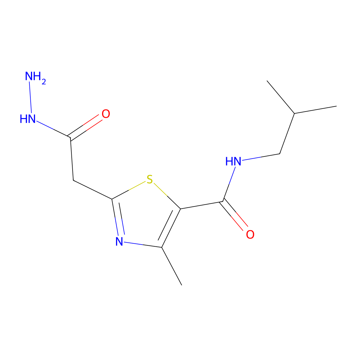 2-(2-Hydrazino-2-oxoethyl)-N-isobutyl-4-methyl-1,3-thiazole-5-carboxamide molecular structure, CAS 2301851-27-2