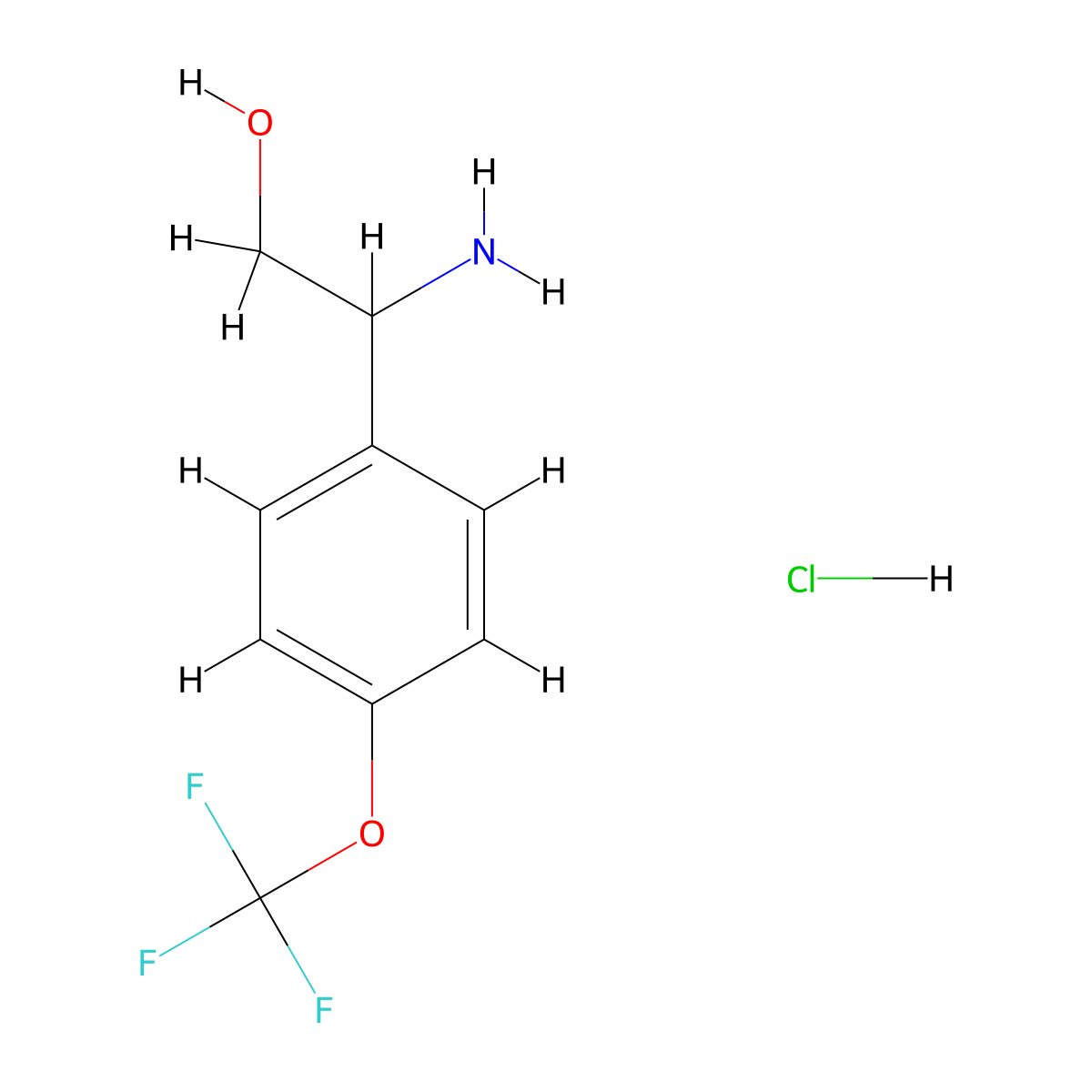 2-Amino-2-(4-(trifluoromethoxy)phenyl)ethan-1-OL hcl molecular structure, CAS 2301851-28-3