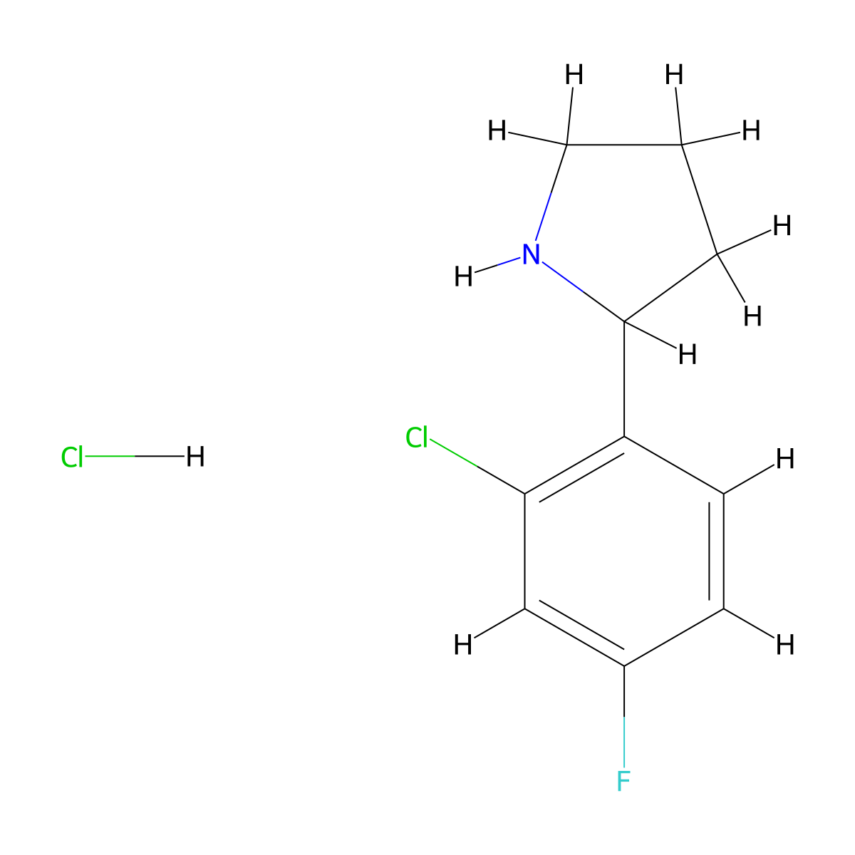 (R)-2-(2-Chloro-4-fluorophenyl)pyrrolidine hcl molecular structure, CAS 2301855-80-9