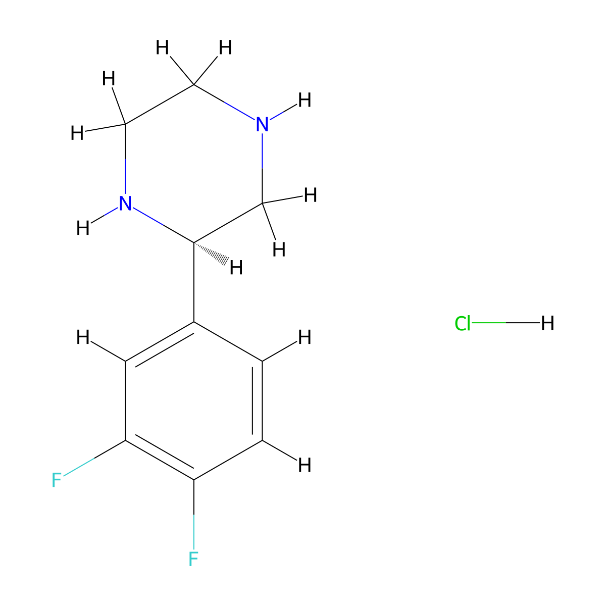 (2R)-2-(3,4-Difluorophenyl)piperazine hydrochloride molecular structure, CAS 2301856-51-7