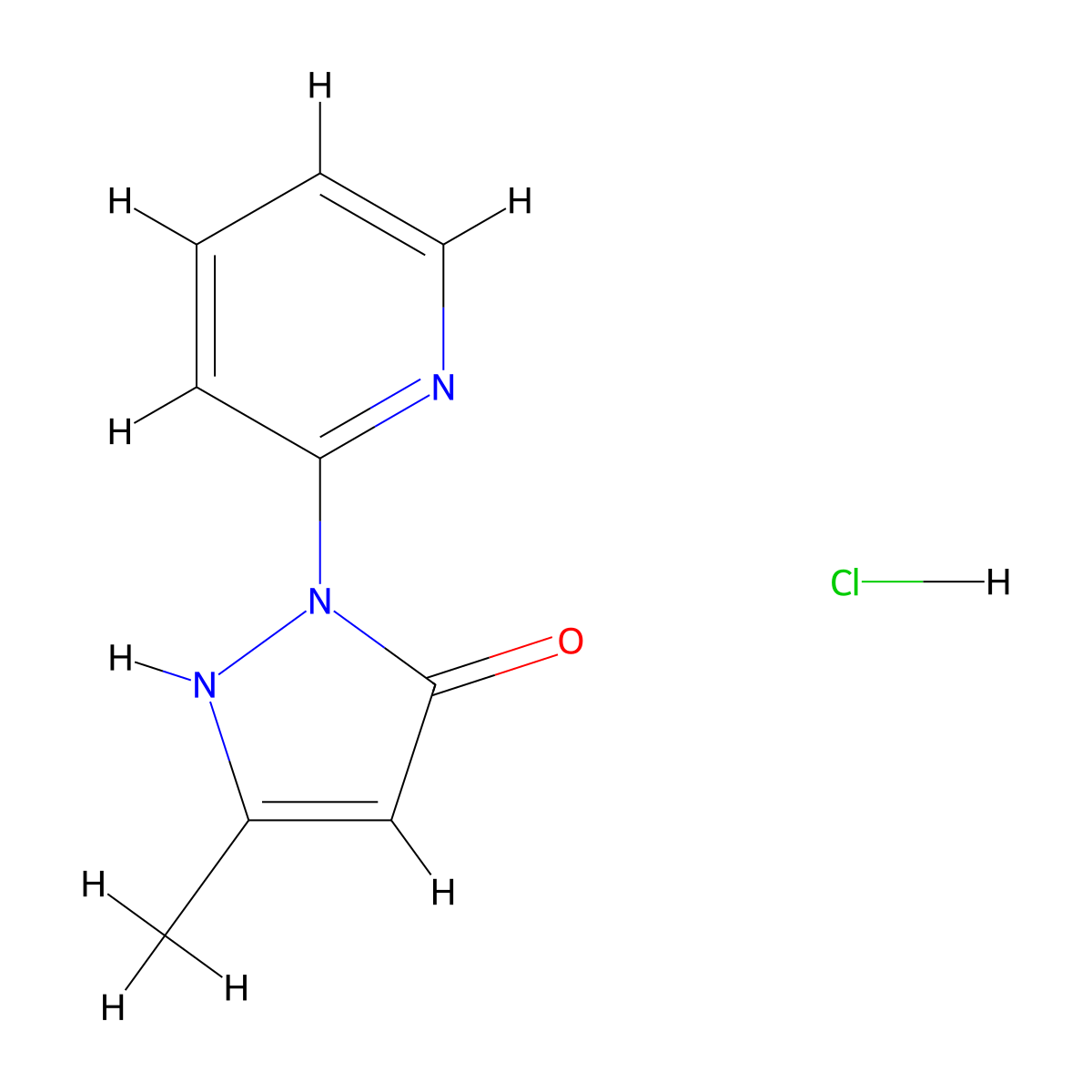 3-Methyl-1-pyridin-2-yl-1H-pyrazol-5-ol hydrochloride molecular structure, CAS 2301856-77-7