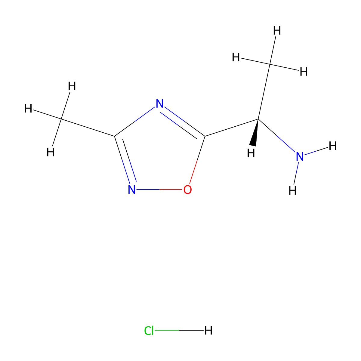 (S)-1-(3-Methyl-1,2,4-oxadiazol-5-YL)ethan-1-amine hydrochloride molecular structure, CAS 2301857-87-2