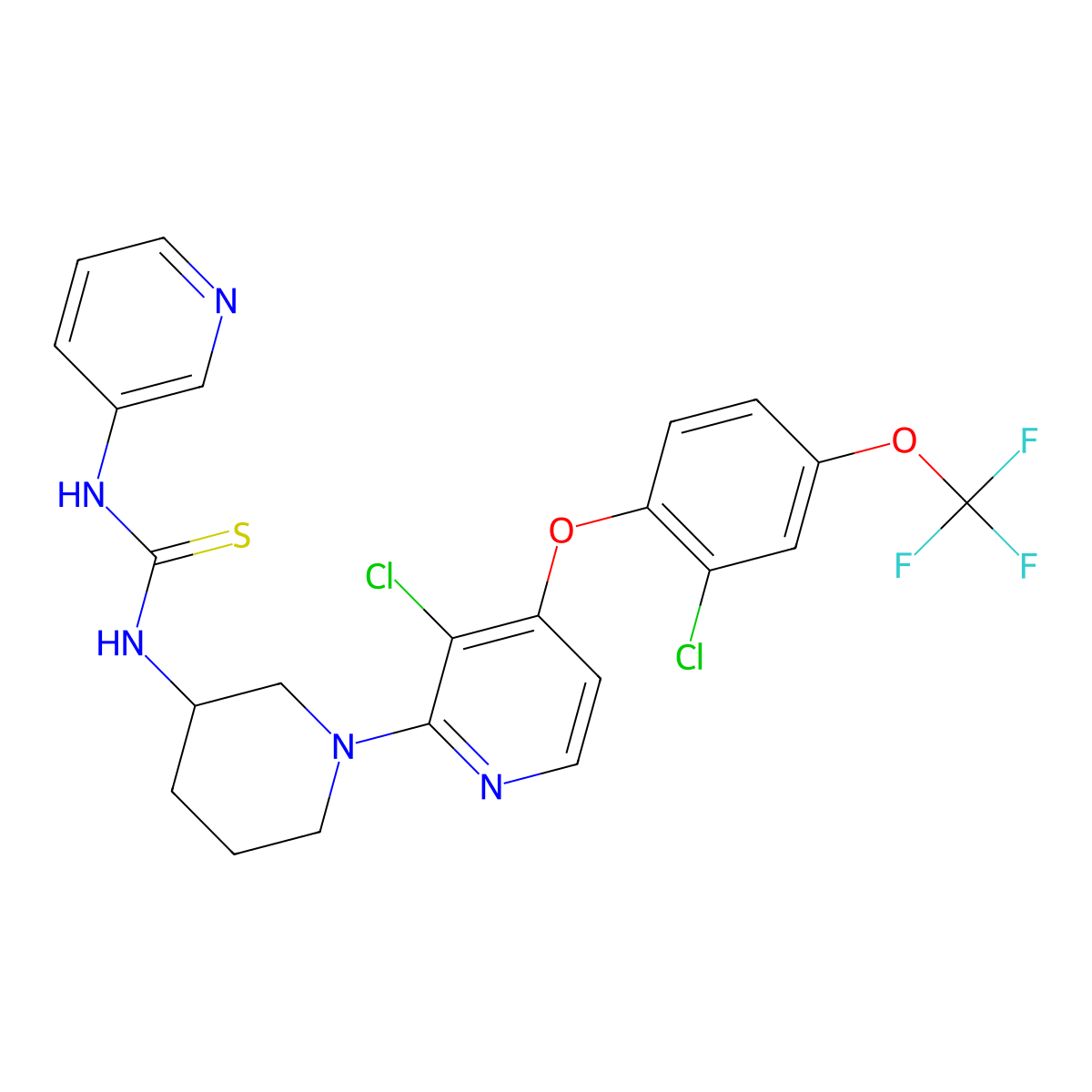 N-[(3S)-1-[3-chloro-4-[2-chloro-4-(trifluoromethoxy)phenoxy]-2-pyridinyl]-3-piperidinyl]-N'-3-pyridinyl-thiourea molecular structure, CAS 2301865-01-8