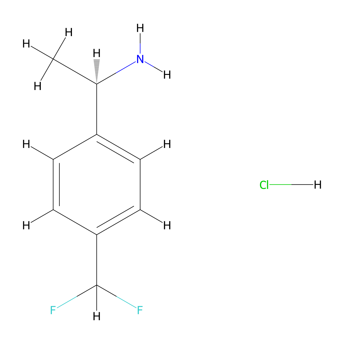 (R)-1-(4-(Difluoromethyl)phenyl)ethan-1-amine hydrochloride molecular structure, CAS 2301881-37-6
