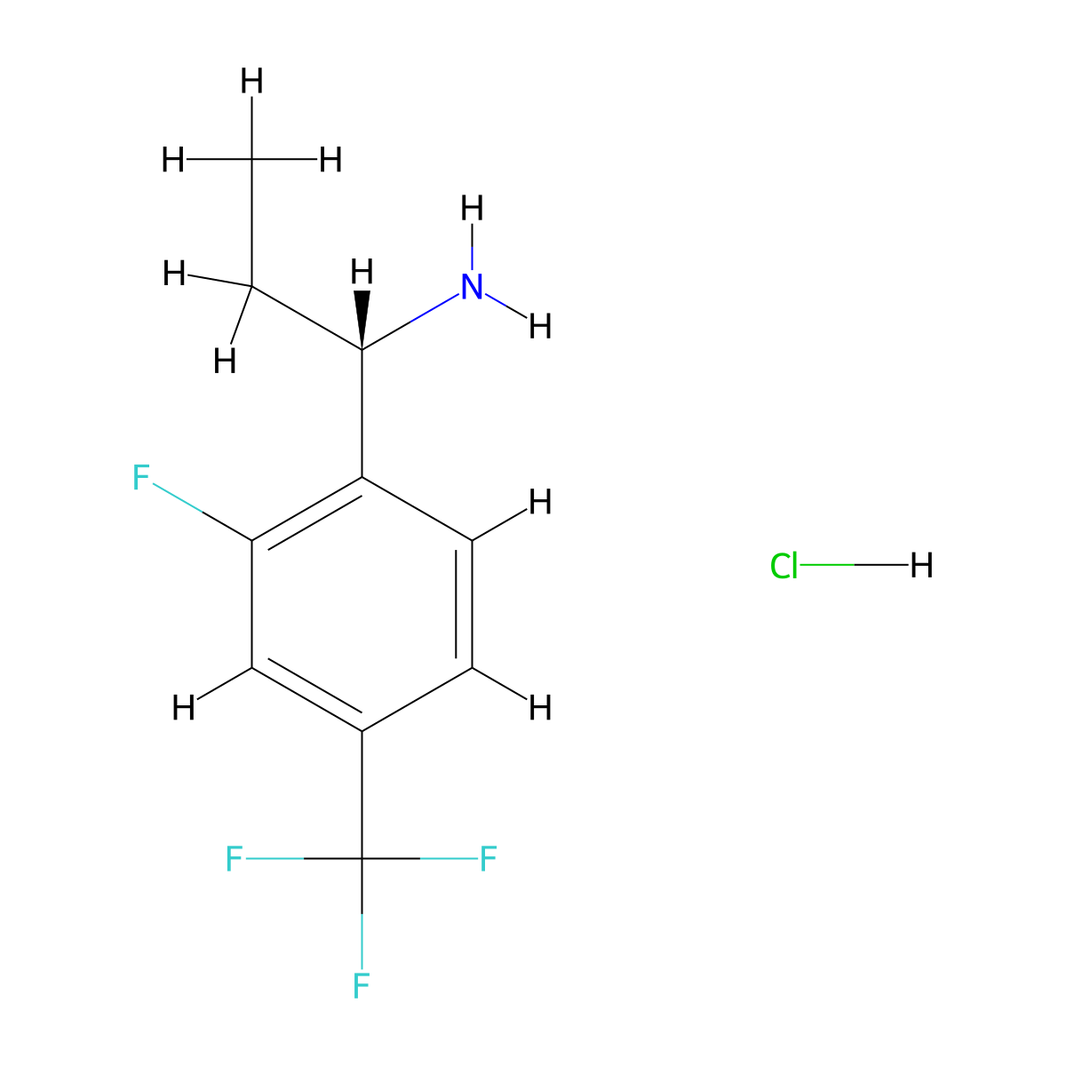 (S)-1-(2-Fluoro-4-(trifluoromethyl)phenyl)propan-1-amine hydrochloride molecular structure, CAS 2301881-39-8