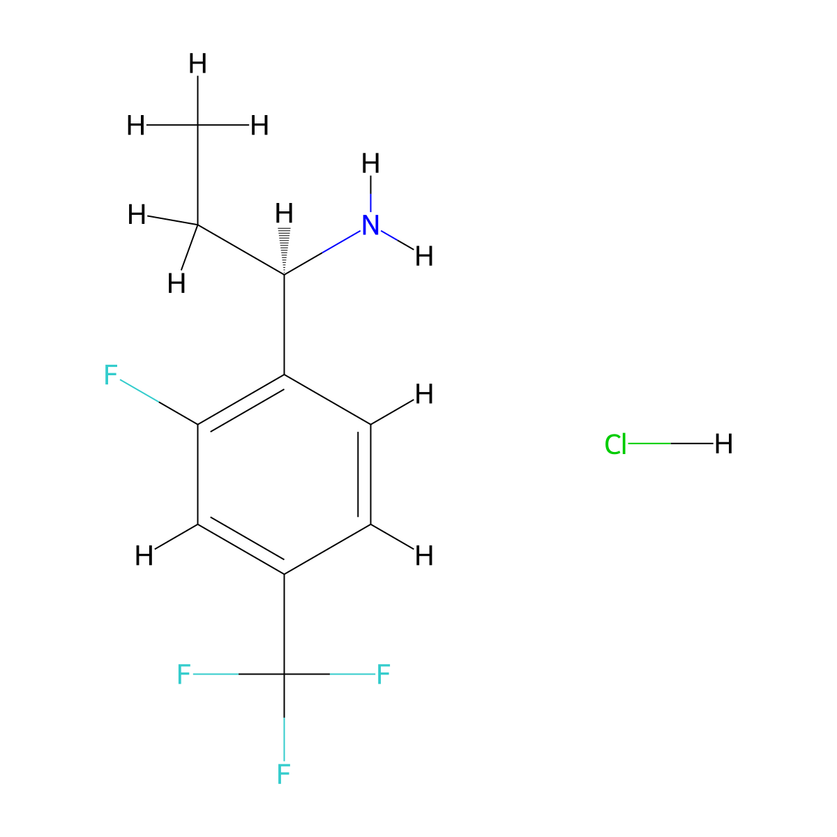 (R)-1-(2-Fluoro-4-(trifluoromethyl)phenyl)propan-1-amine hydrochloride molecular structure, CAS 2301881-41-2