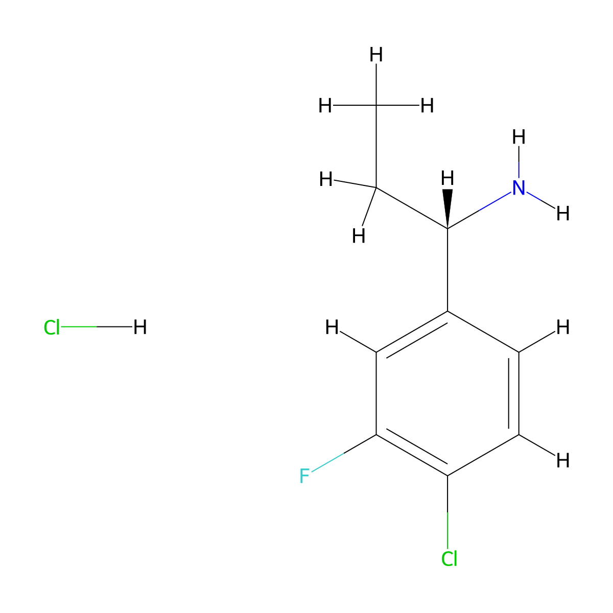 (S)-1-(4-Chloro-3-fluorophenyl)propan-1-amine hydrochloride molecular structure, CAS 2301881-44-5