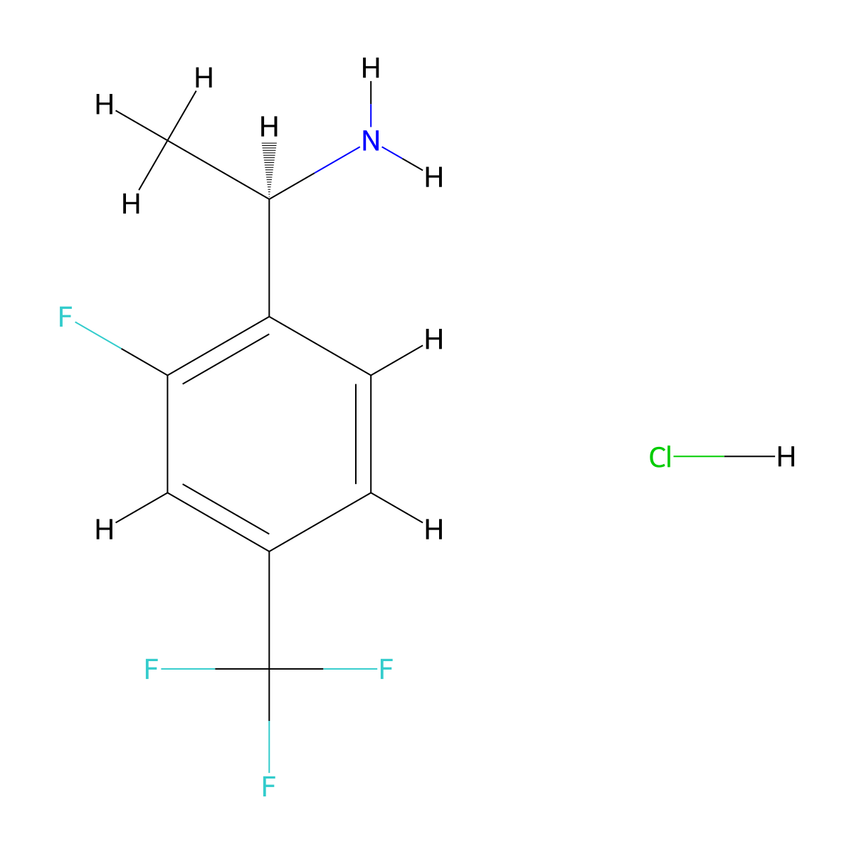 (R)-1-(2-Fluoro-4-(trifluoromethyl)phenyl)ethan-1-amine hydrochloride molecular structure, CAS 2301881-50-3