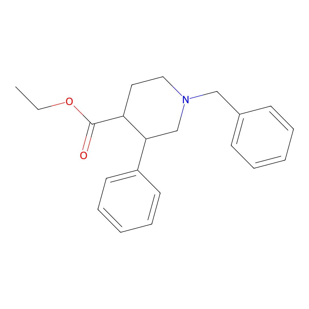 Ethyl 1-benzyl-3-phenylpiperidine-4-carboxylate molecular structure, CAS 23019-63-8
