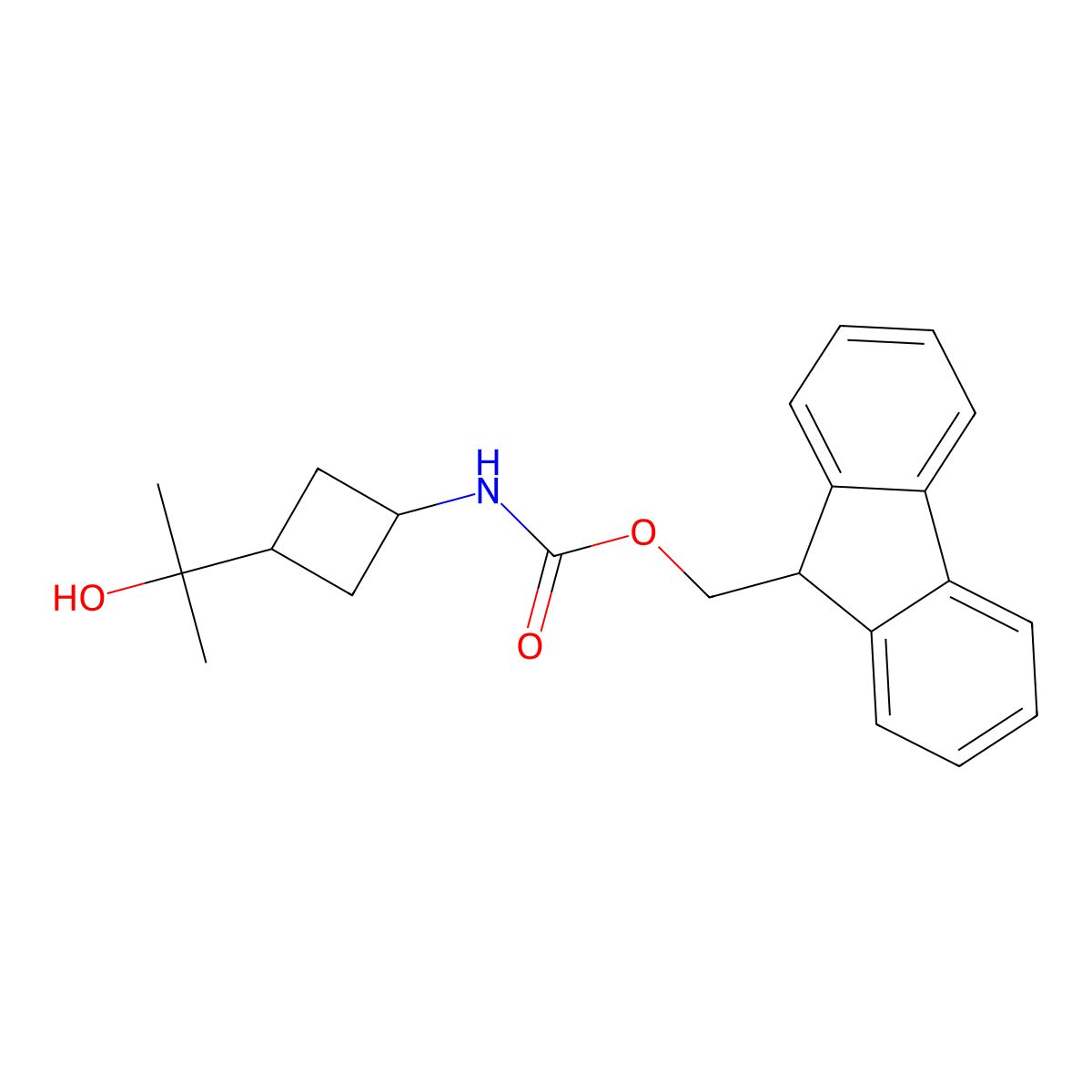 (9H-fluoren-9-yl)methyl N-[3-(2-hydroxypropan-2-yl)cyclobutyl]carbamate molecular structure, CAS 2301973-28-2