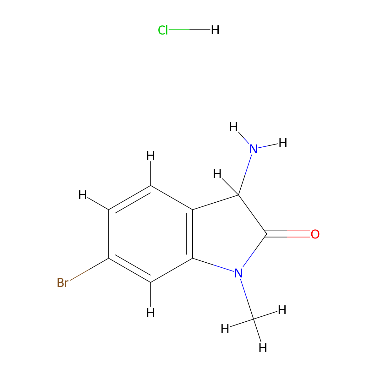 3-amino-6-bromo-1-methyl-2,3-dihydro-1H-indol-2-one hydrochloride molecular structure, CAS 2301997-84-0