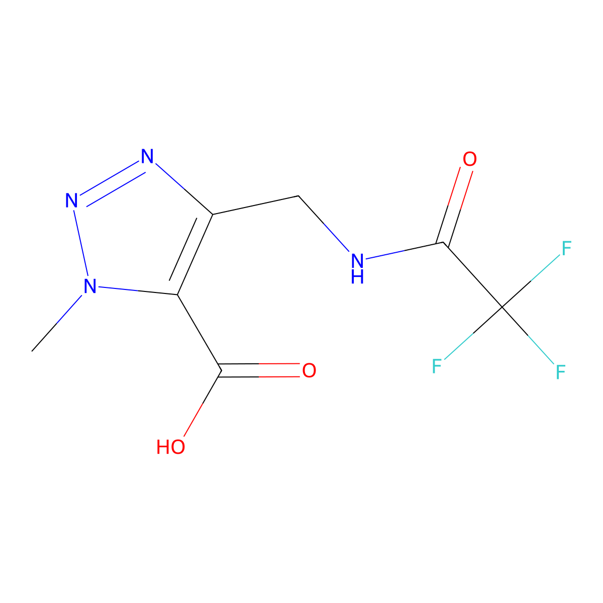 1-methyl-4-[(trifluoroacetamido)methyl]-1H-1,2,3-triazole-5-carboxylic acid molecular structure, CAS 2302019-33-4