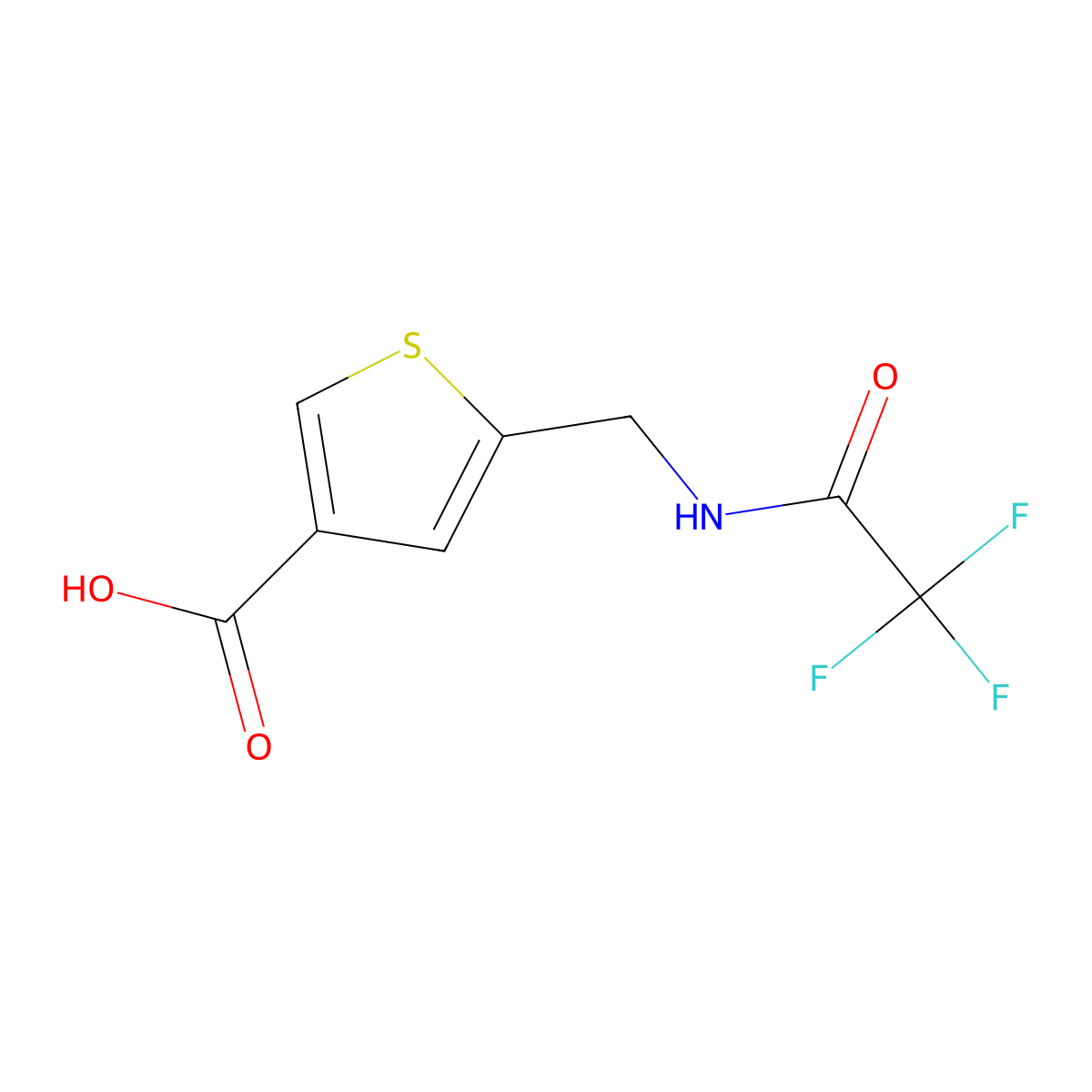 5-[(Trifluoroacetamido)methyl]thiophene-3-carboxylic acid molecular structure, CAS 2302019-59-4
