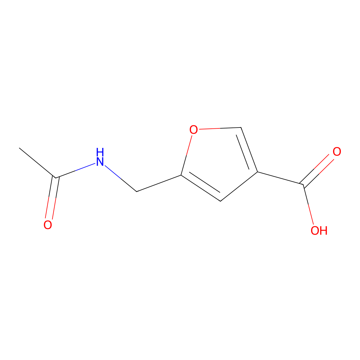 5-(Acetamidomethyl)furan-3-carboxylic acid molecular structure, CAS 2302103-76-8