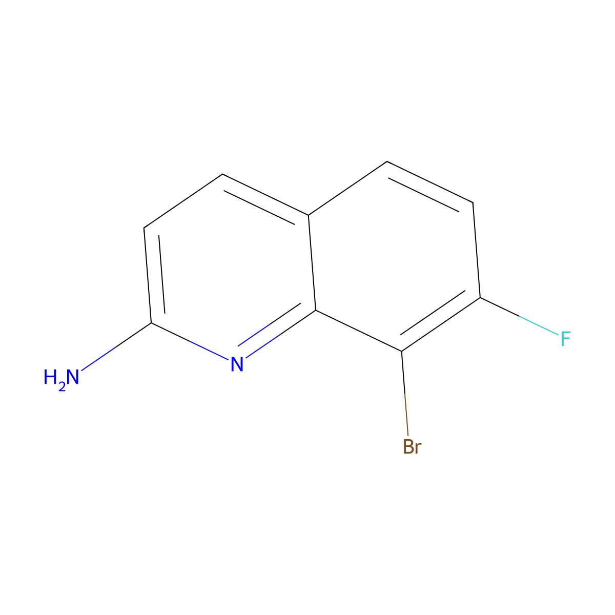 8-Bromo-7-fluoroquinolin-2-amine molecular structure, CAS 2302111-00-6