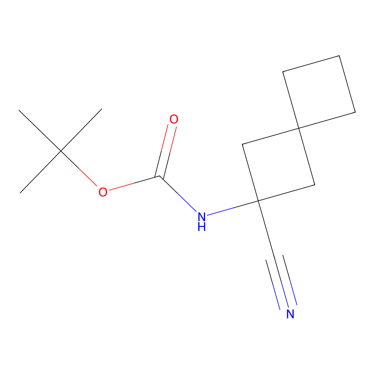 tert-butyl N-{2-cyanospiro[3.3]heptan-2-yl}carbamate molecular structure, CAS 2302173-29-9