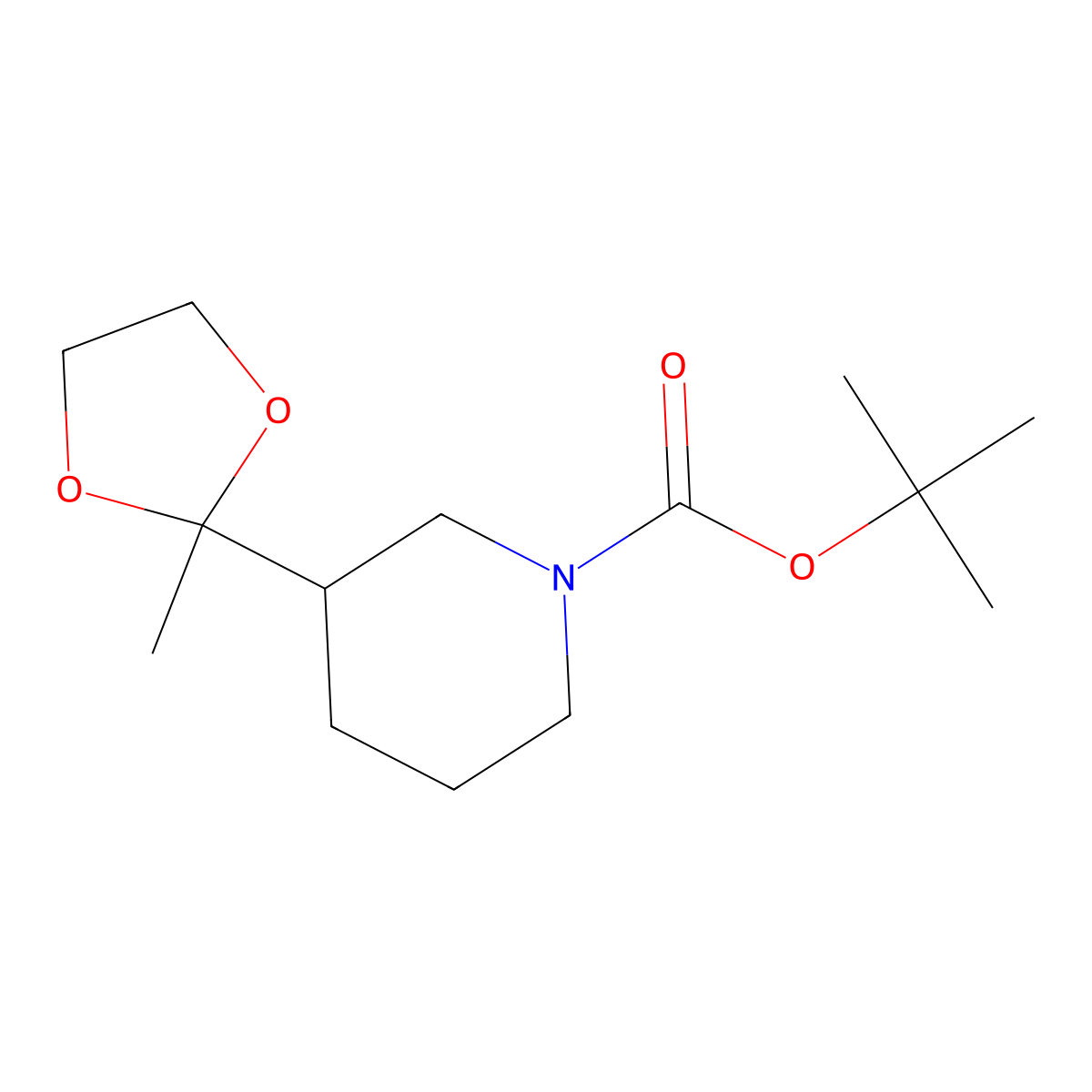 Tert-butyl 3-(2-methyl-1,3-dioxolan-2-yl)piperidine-1-carboxylate molecular structure, CAS 2302216-02-8
