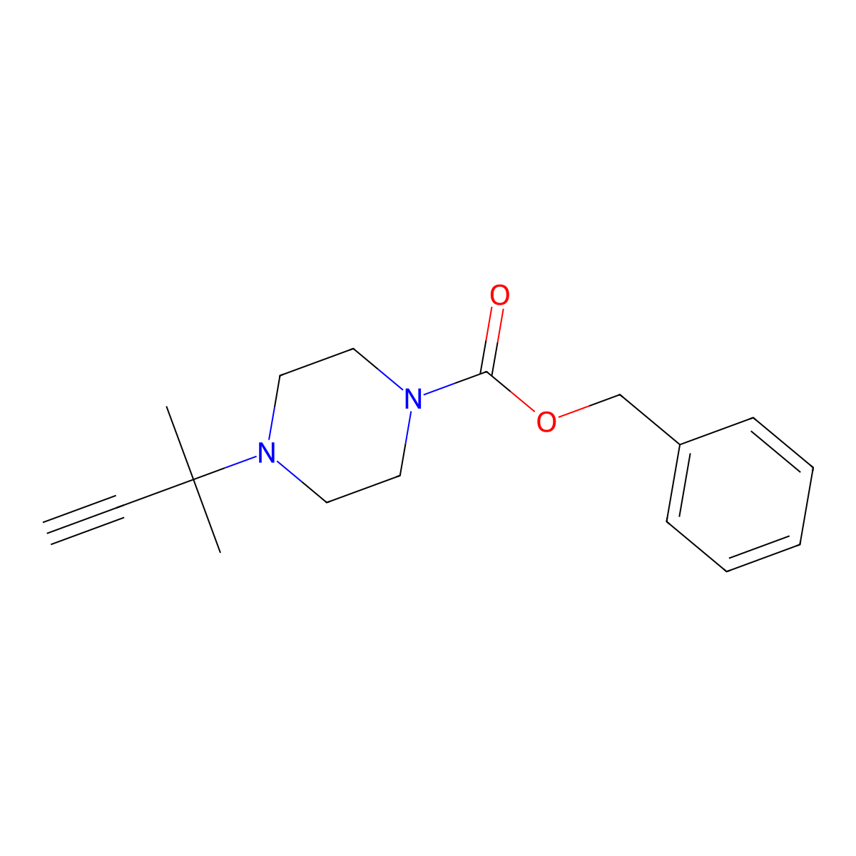 Benzyl 4-(2-methylbut-3-yn-2-yl)piperazine-1-carboxylate molecular structure, CAS 2302231-16-7