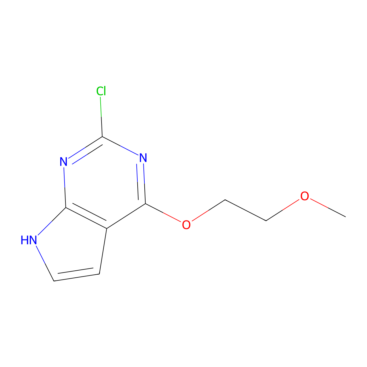 2-chloro-4-(2-methoxyethoxy)-7H-pyrrolo[2,3-d]pyrimidine molecular structure, CAS 2302246-08-6