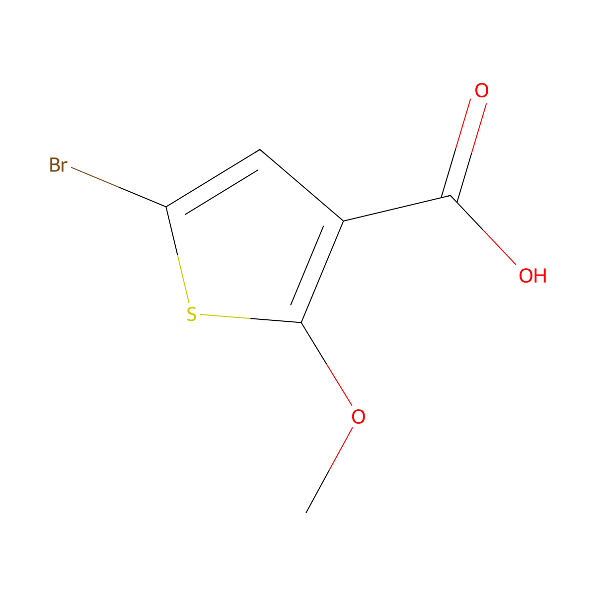 5-Bromo-2-methoxythiophene-3-carboxylic acid molecular structure, CAS 2302281-71-4