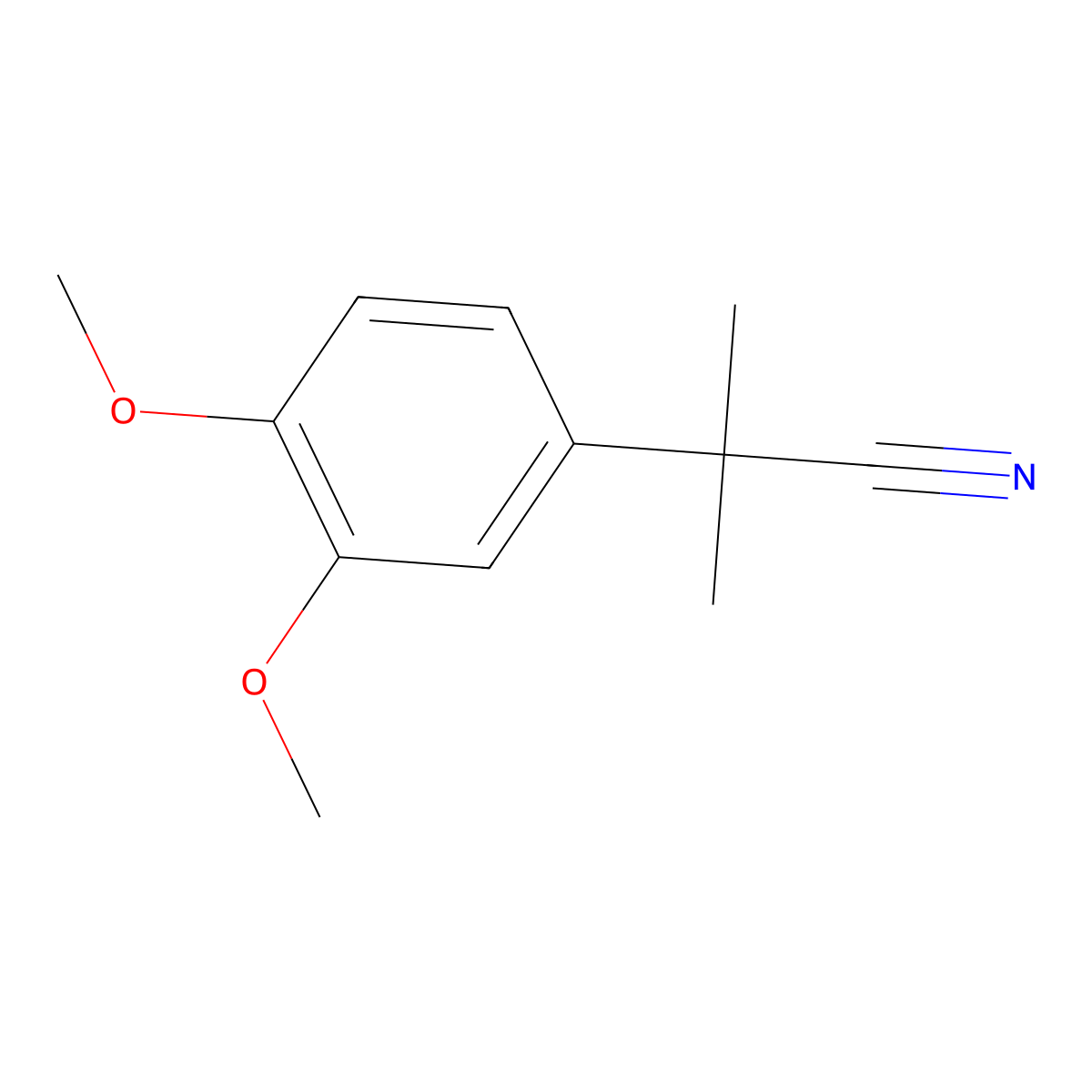 2-(3,4-Dimethoxyphenyl)-2-methylpropanenitrile molecular structure, CAS 23023-16-7