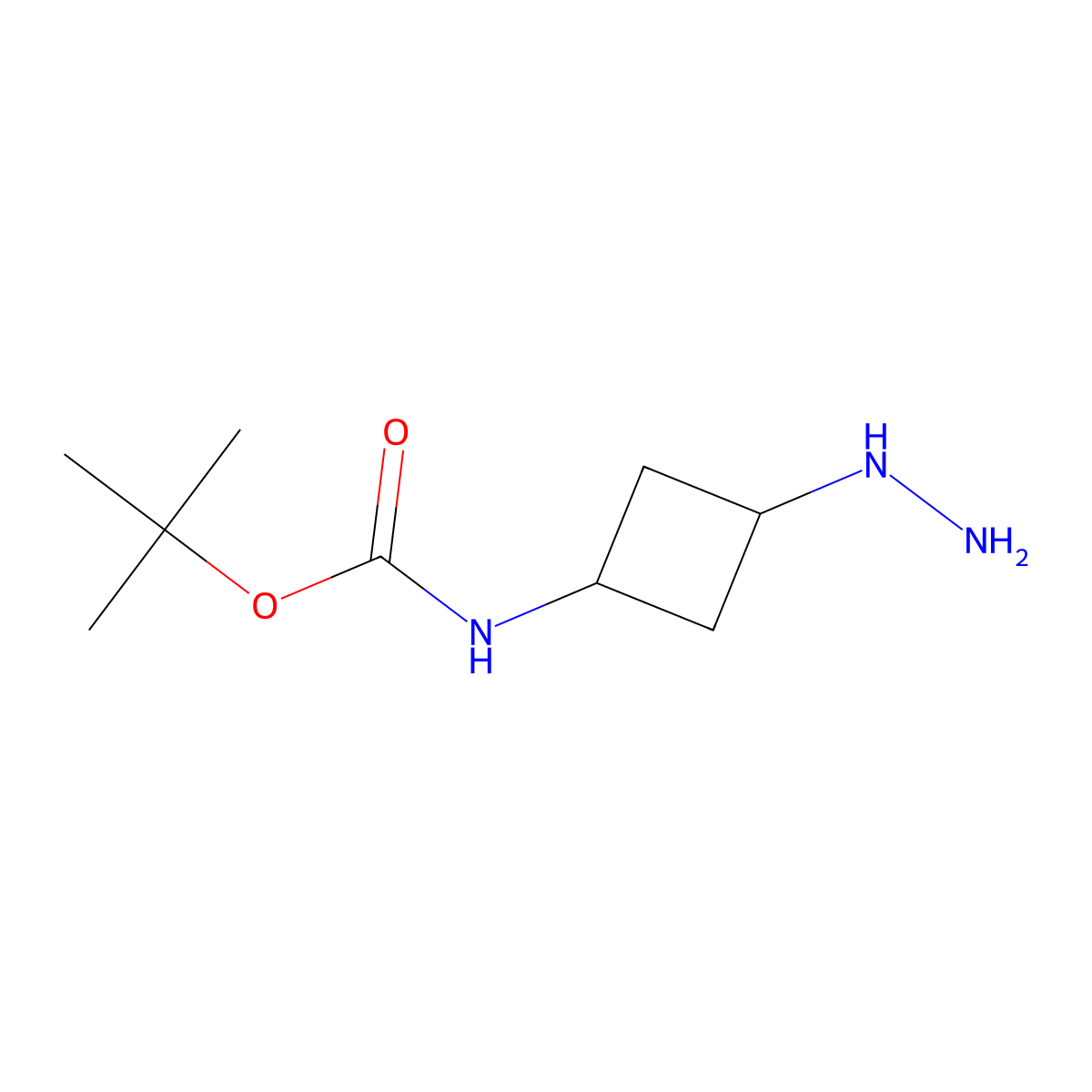 tert-butyl N-(3-hydrazinylcyclobutyl)carbamate molecular structure, CAS 2302392-31-8