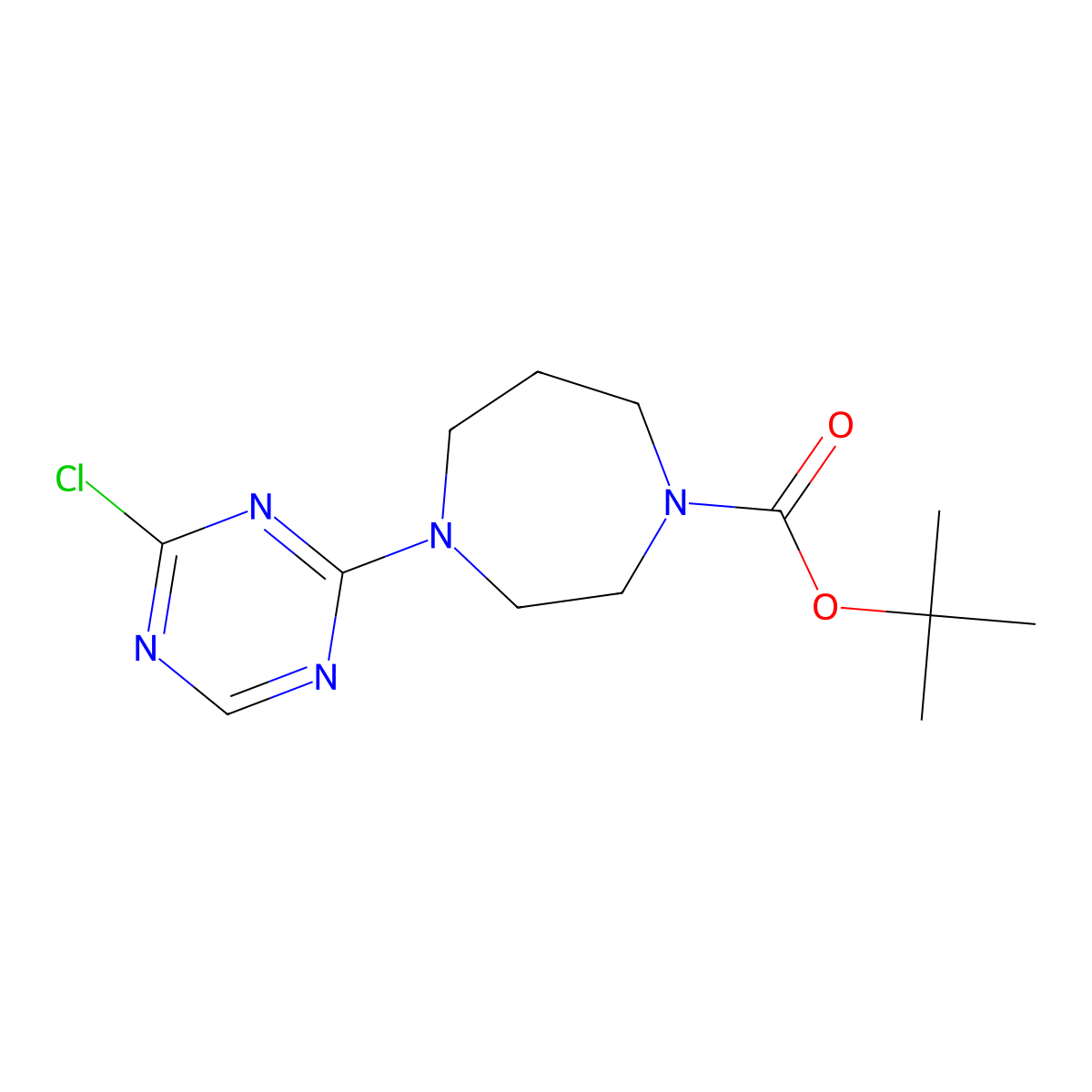 Tert-butyl 4-(4-chloro-1,3,5-triazin-2-yl)-1,4-diazepane-1-carboxylate molecular structure, CAS 2302425-40-5