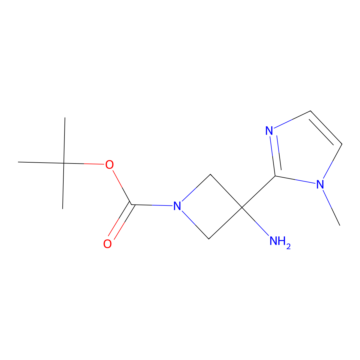 tert-butyl 3-amino-3-(1-methyl-1H-imidazol-2-yl)azetidine-1-carboxylate molecular structure, CAS 2302426-51-1