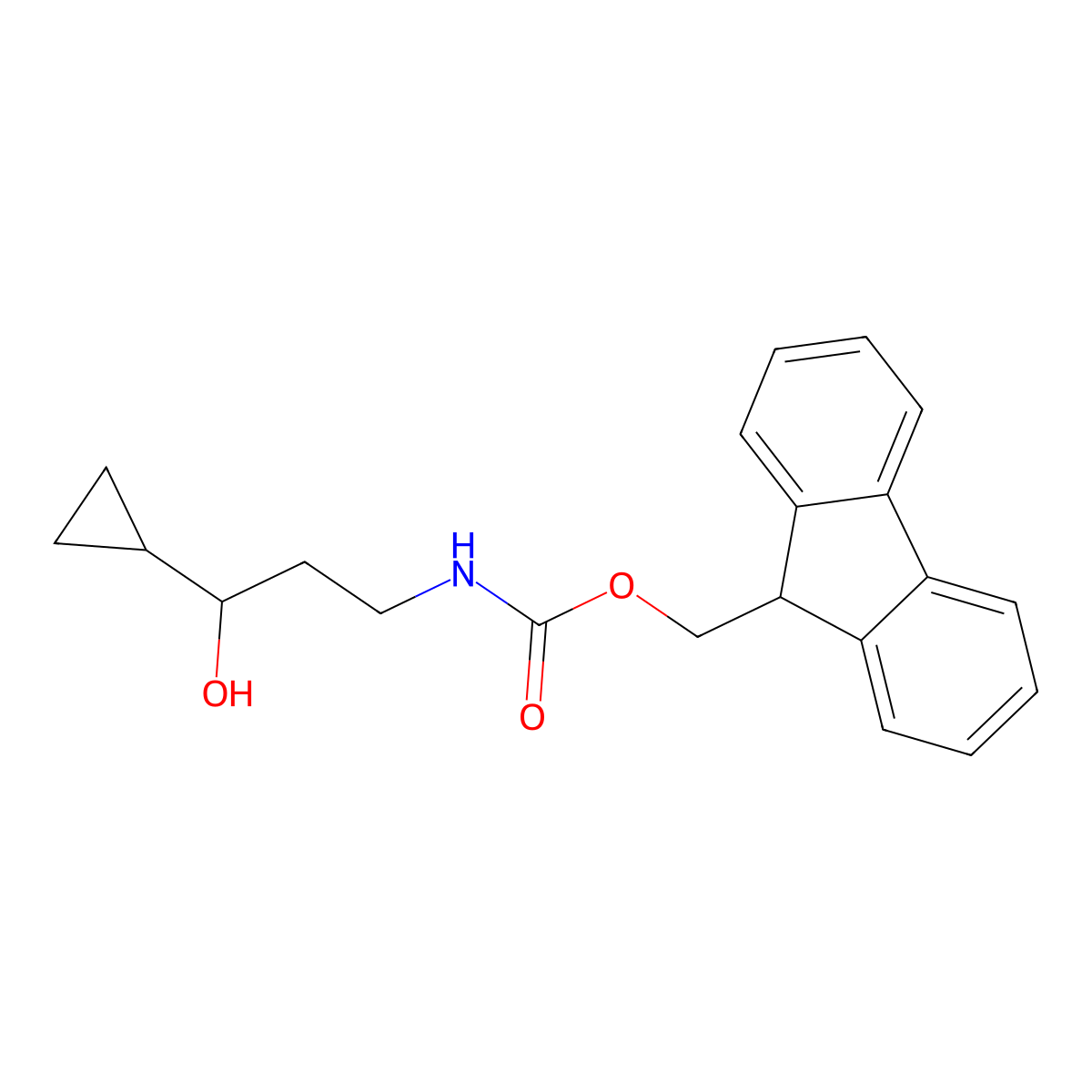 (9H-fluoren-9-yl)methyl N-(3-cyclopropyl-3-hydroxypropyl)carbamate molecular structure, CAS 2302465-24-1