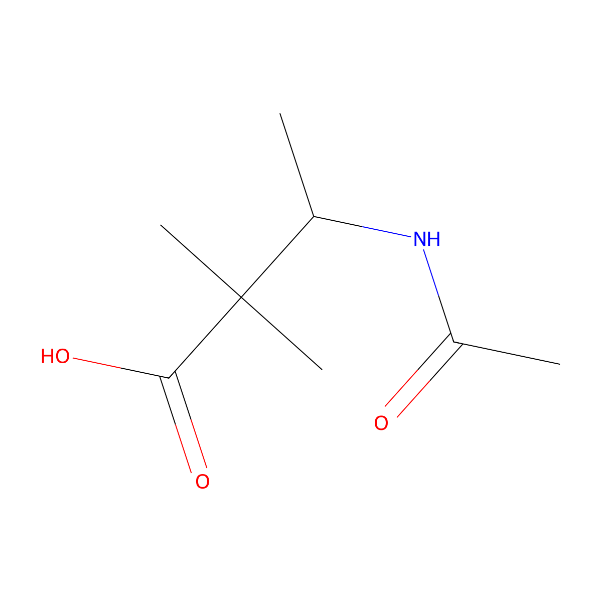 3-Acetamido-2,2-dimethylbutanoic acid molecular structure, CAS 2302504-60-3