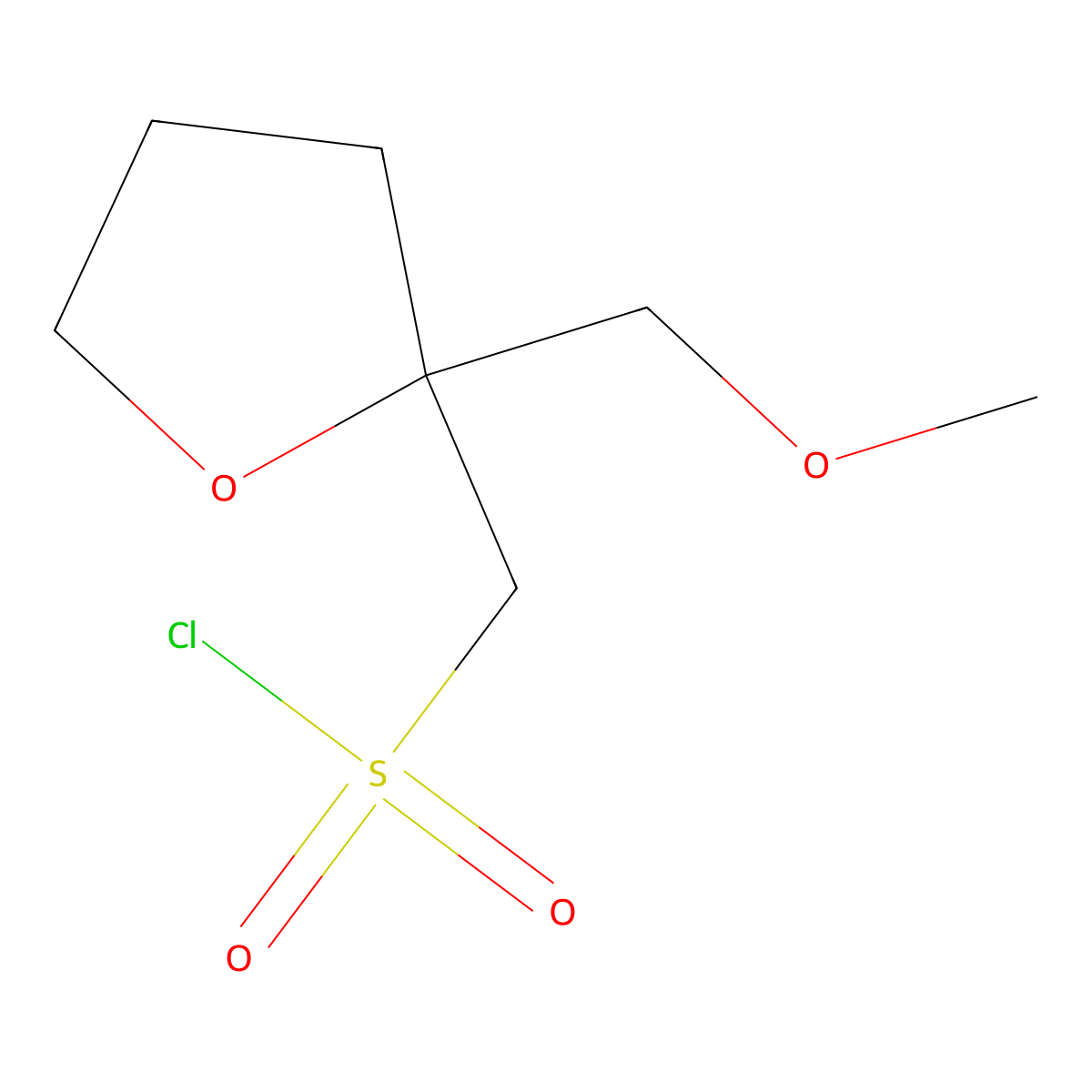 [2-(Methoxymethyl)oxolan-2-yl]methanesulfonyl chloride molecular structure, CAS 2302585-56-2