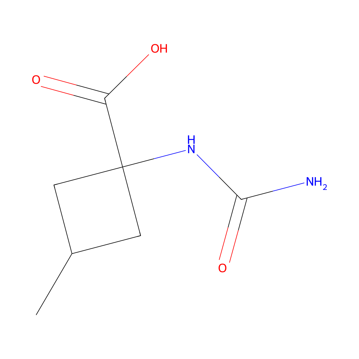 1-(Carbamoylamino)-3-methylcyclobutane-1-carboxylic acid molecular structure, CAS 2302646-29-1