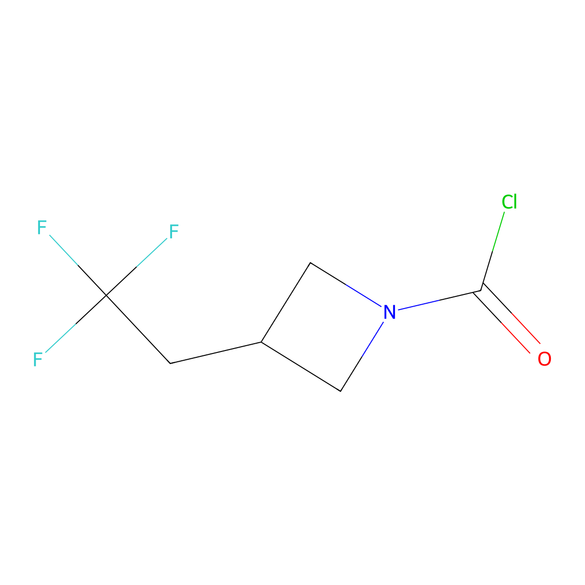 3-(2,2,2-Trifluoroethyl)azetidine-1-carbonyl chloride molecular structure, CAS 2302738-06-1