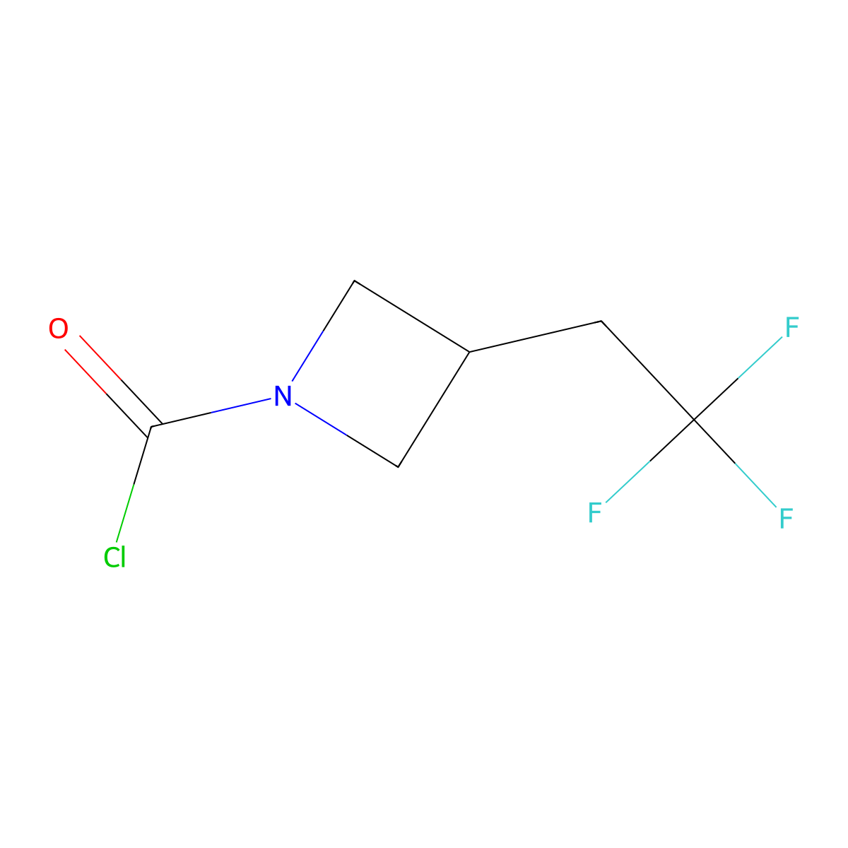 3-(2,2,2-Trifluoroethyl)azetidine-1-carbonyl chloride molecular structure, CAS 2302738-06-1
