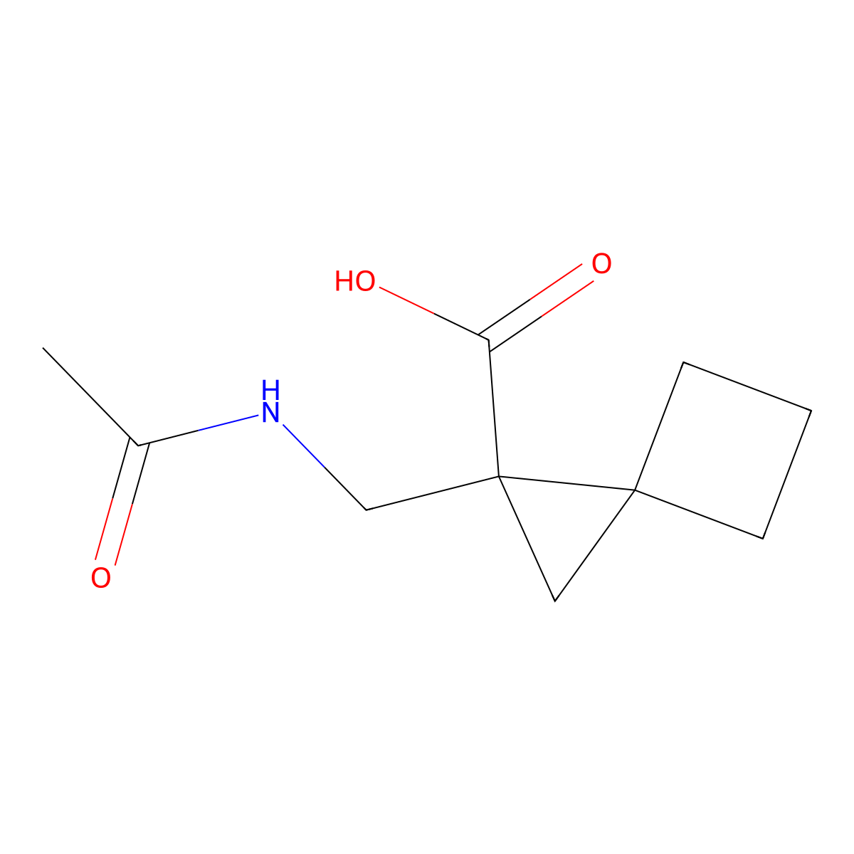 1-(Acetamidomethyl)spiro[2.3]hexane-1-carboxylic acid molecular structure, CAS 2302745-81-7